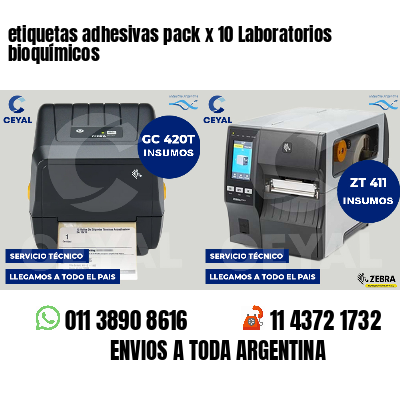 etiquetas adhesivas pack x 10 Laboratorios bioquímicos