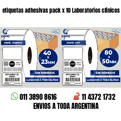 etiquetas adhesivas pack x 10 Laboratorios clínicos