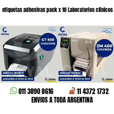 etiquetas adhesivas pack x 10 Laboratorios clínicos