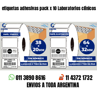etiquetas adhesivas pack x 10 Laboratorios clínicos