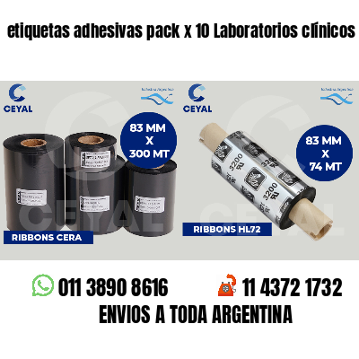 etiquetas adhesivas pack x 10 Laboratorios clínicos