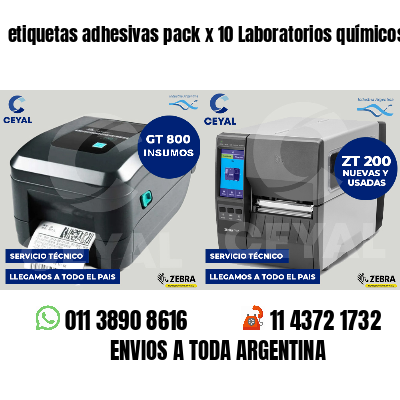 etiquetas adhesivas pack x 10 Laboratorios químicos