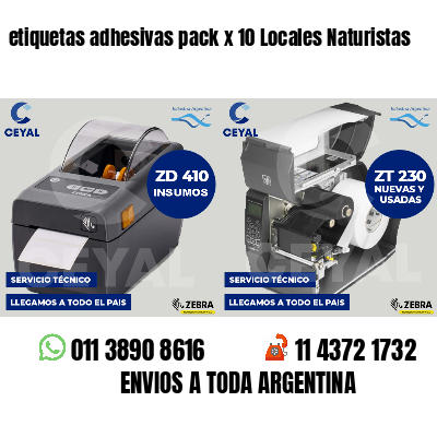 etiquetas adhesivas pack x 10 Locales Naturistas