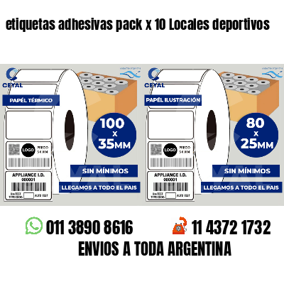 etiquetas adhesivas pack x 10 Locales deportivos