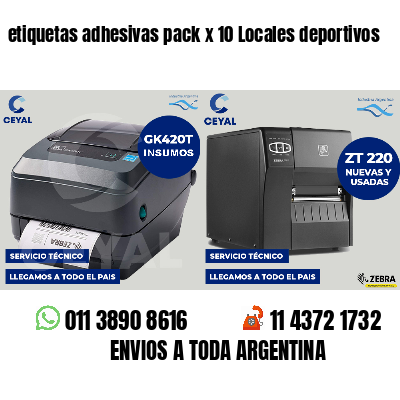 etiquetas adhesivas pack x 10 Locales deportivos