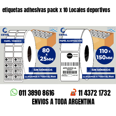 etiquetas adhesivas pack x 10 Locales deportivos