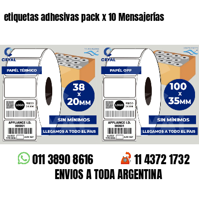 etiquetas adhesivas pack x 10 Mensajerías