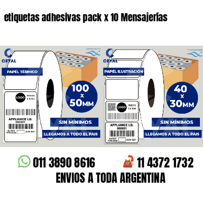 etiquetas adhesivas pack x 10 Mensajerías