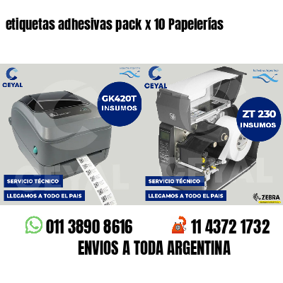 etiquetas adhesivas pack x 10 Papelerías