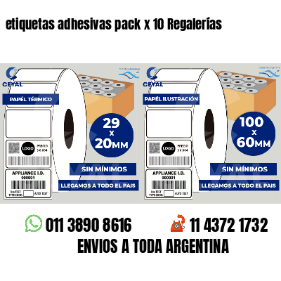 etiquetas adhesivas pack x 10 Regalerías