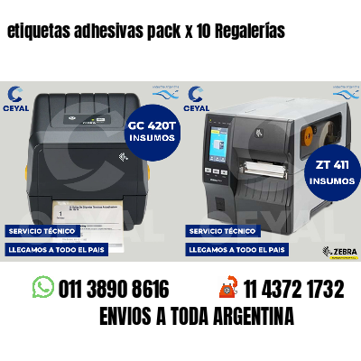 etiquetas adhesivas pack x 10 Regalerías