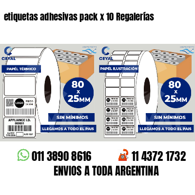 etiquetas adhesivas pack x 10 Regalerías