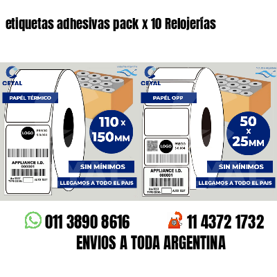 etiquetas adhesivas pack x 10 Relojerías