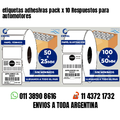 etiquetas adhesivas pack x 10 Respuestos para automotores