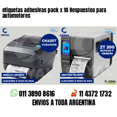 etiquetas adhesivas pack x 10 Respuestos para automotores