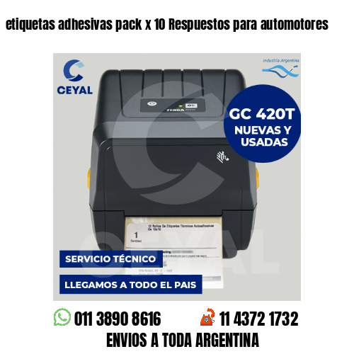etiquetas adhesivas pack x 10 Respuestos para automotores