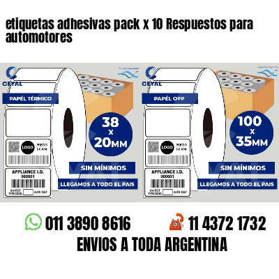 etiquetas adhesivas pack x 10 Respuestos para automotores