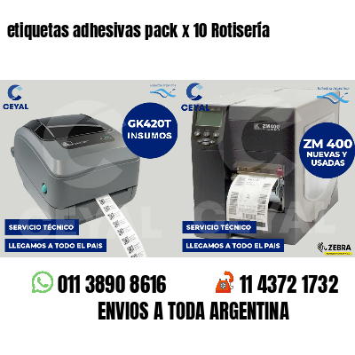 etiquetas adhesivas pack x 10 Rotisería