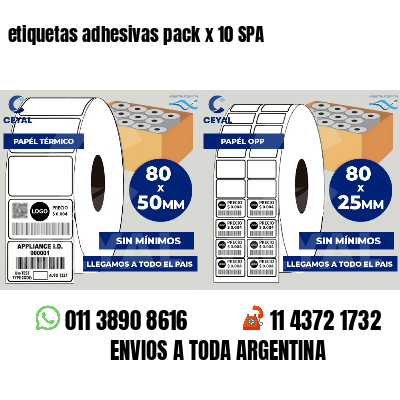 etiquetas adhesivas pack x 10 SPA
