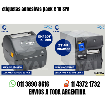 etiquetas adhesivas pack x 10 SPA