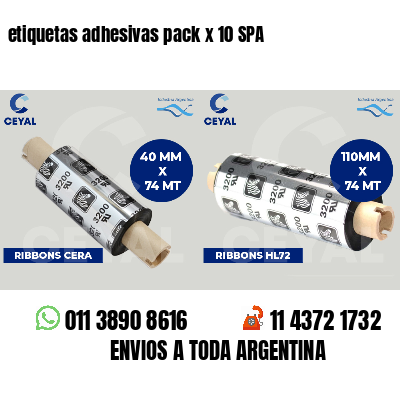 etiquetas adhesivas pack x 10 SPA