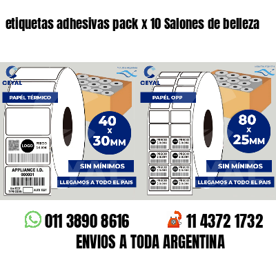 etiquetas adhesivas pack x 10 Salones de belleza