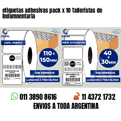 etiquetas adhesivas pack x 10 Talleristas de indumnentaria