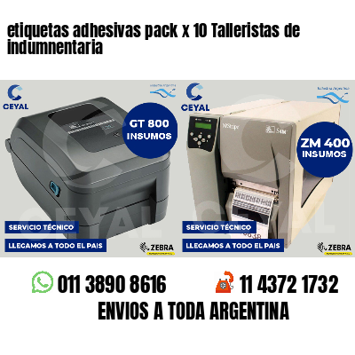 etiquetas adhesivas pack x 10 Talleristas de indumnentaria