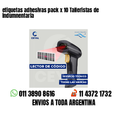 etiquetas adhesivas pack x 10 Talleristas de indumnentaria