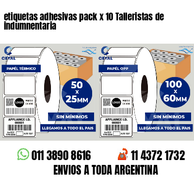 etiquetas adhesivas pack x 10 Talleristas de indumnentaria