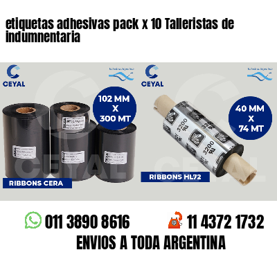 etiquetas adhesivas pack x 10 Talleristas de indumnentaria