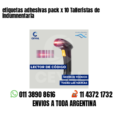 etiquetas adhesivas pack x 10 Talleristas de indumnentaria