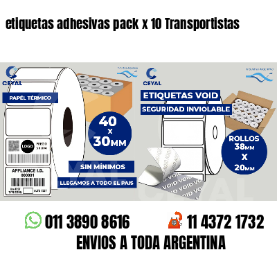etiquetas adhesivas pack x 10 Transportistas