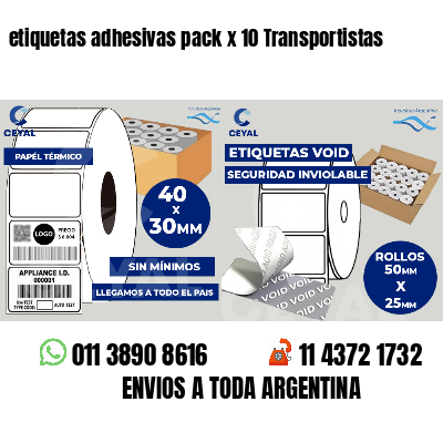 etiquetas adhesivas pack x 10 Transportistas