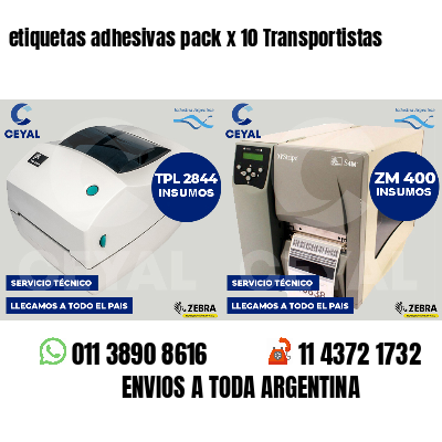 etiquetas adhesivas pack x 10 Transportistas