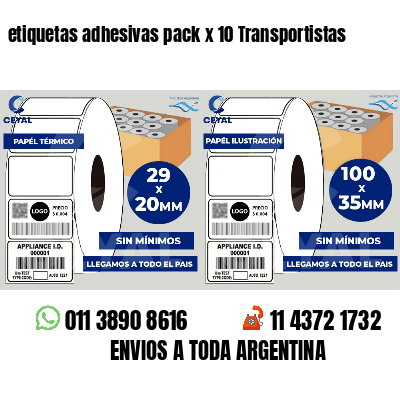 etiquetas adhesivas pack x 10 Transportistas