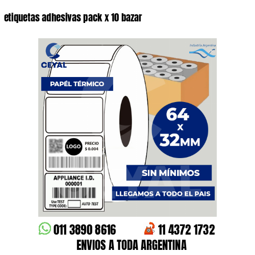 etiquetas adhesivas pack x 10 bazar