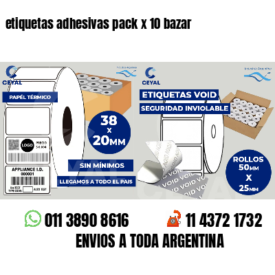 etiquetas adhesivas pack x 10 bazar