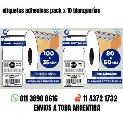 etiquetas adhesivas pack x 10 blanquerías