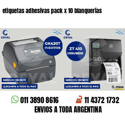 etiquetas adhesivas pack x 10 blanquerías