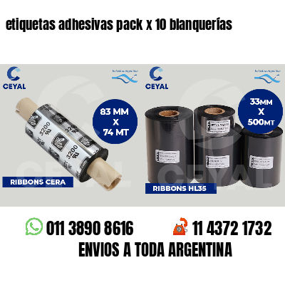 etiquetas adhesivas pack x 10 blanquerías