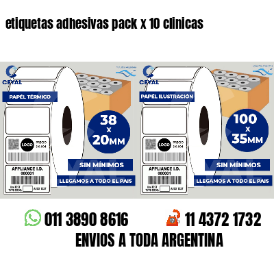 etiquetas adhesivas pack x 10 clinicas