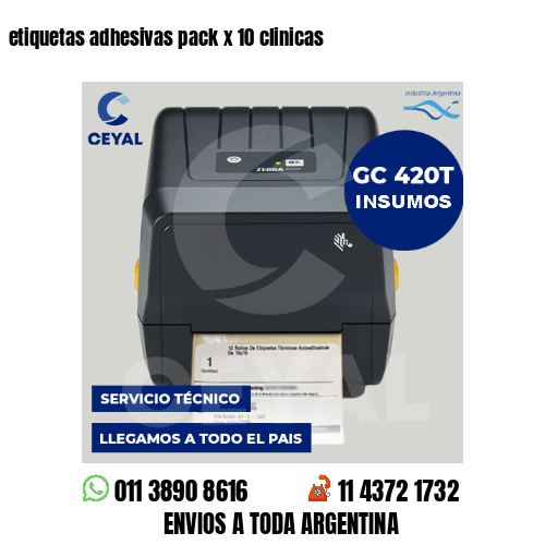 etiquetas adhesivas pack x 10 clinicas