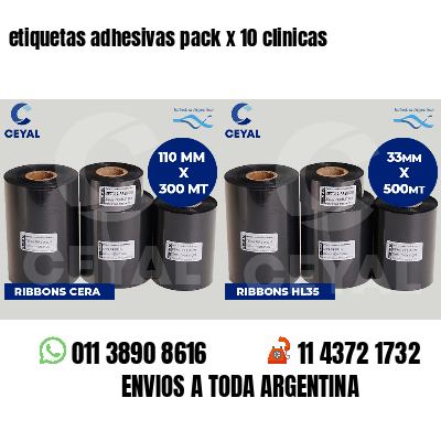 etiquetas adhesivas pack x 10 clinicas