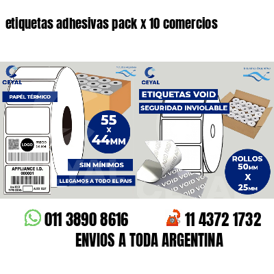 etiquetas adhesivas pack x 10 comercios