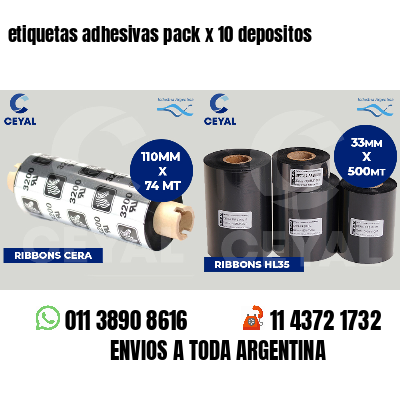 etiquetas adhesivas pack x 10 depositos