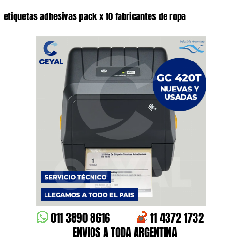 etiquetas adhesivas pack x 10 fabricantes de ropa