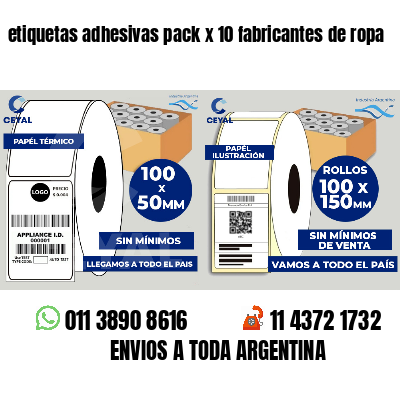 etiquetas adhesivas pack x 10 fabricantes de ropa