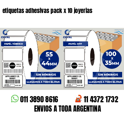 etiquetas adhesivas pack x 10 joyerias