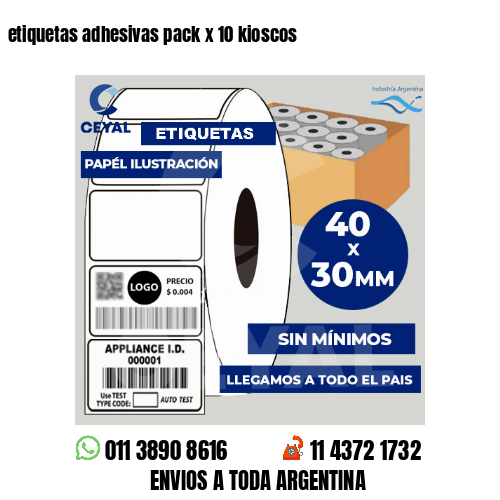 etiquetas adhesivas pack x 10 kioscos